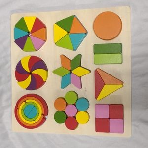 Multiple piece wooden shapes learning skill puzzle